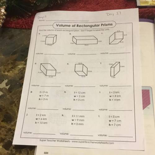 What is the volume of each rectangular prism