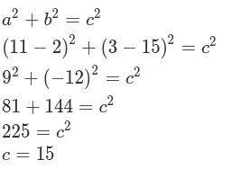 Ian used the Pythagorean Theorem to find the distance between two points as follows: Which of these