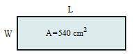 The rectangle shown has a perimeter of 128 cm and the given area. Its length is 4 more than five tim