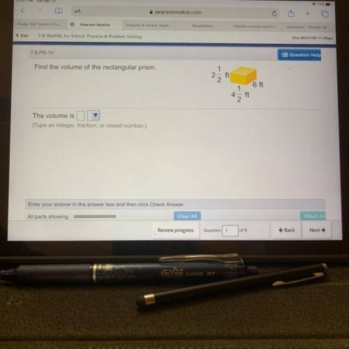 Find the volume of the rectangular prism