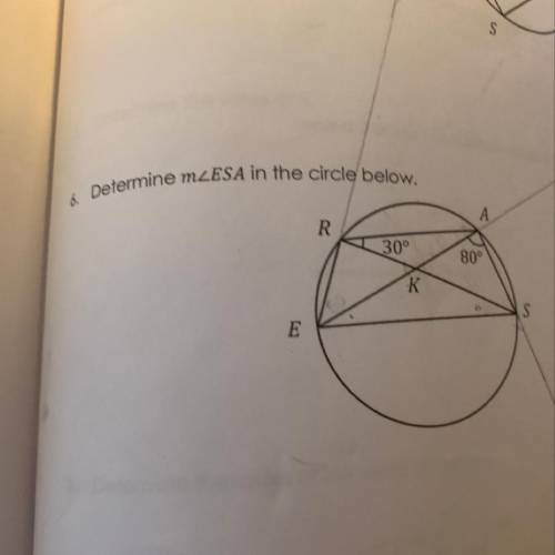 *URGENT* 40 POINTS Determine the measure of angle ESA in the circle below.  Explain.