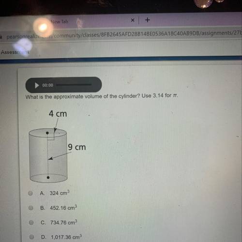 What is the approximate volume of the cylinder? use 3.14 for pi