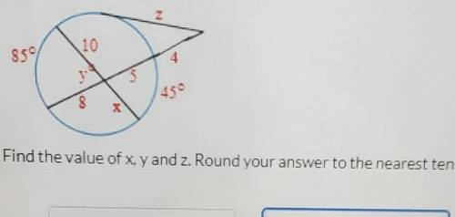 Find the value of x, y and z. Round your answer to the nearest tenth.X=Z=Y=