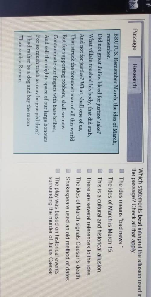 Which statements best interpret the allusion used inthe passage? Check all that apply.