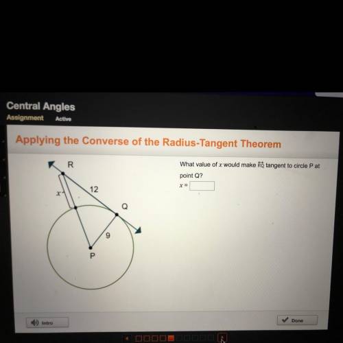 What value of x would make po tangent to circle Pat point Q? x=