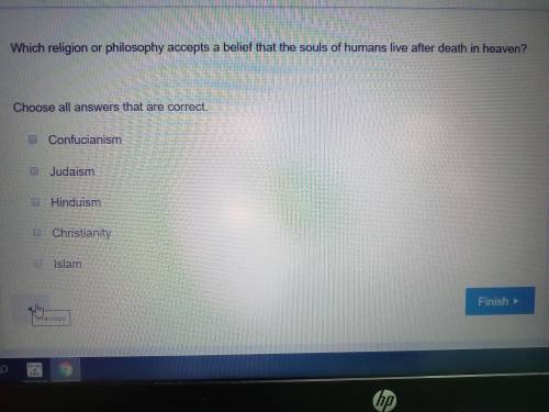 Which religion or philosophy accepts a belief that the souls of human live after death in heaven?