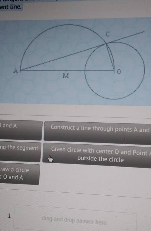 Construct a Tangent LineThe image shows the construction of a tangent line from a point outside the