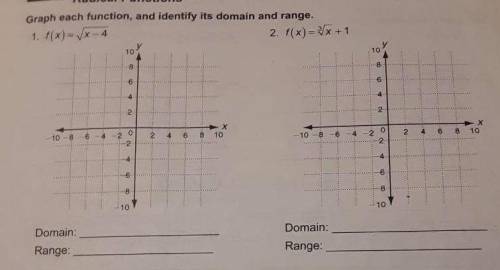 Graph each function, and identify it's domain and range.