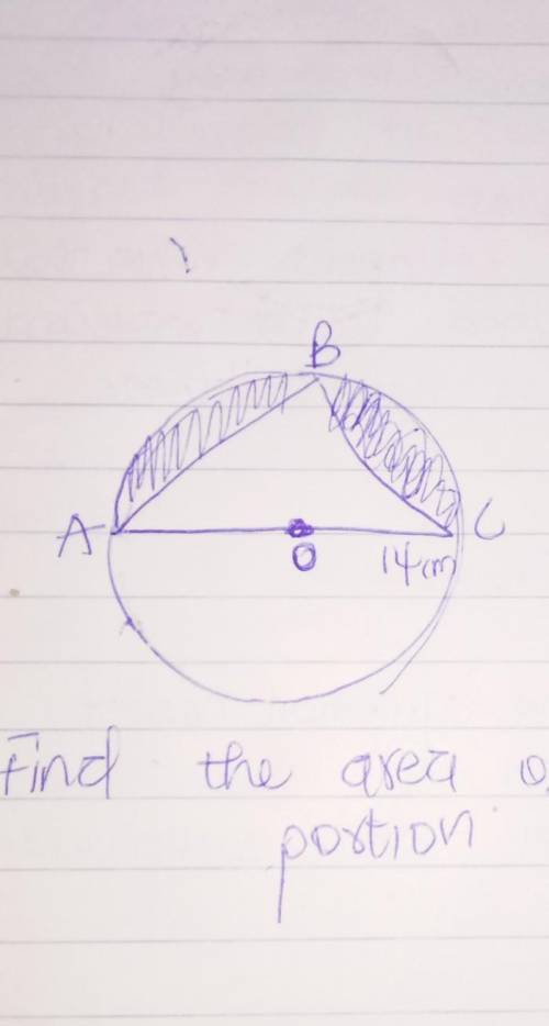 Find the area of the shaded porrion