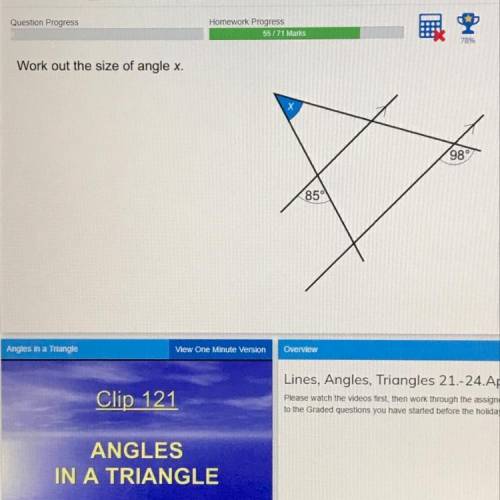 Work out the size of angle x