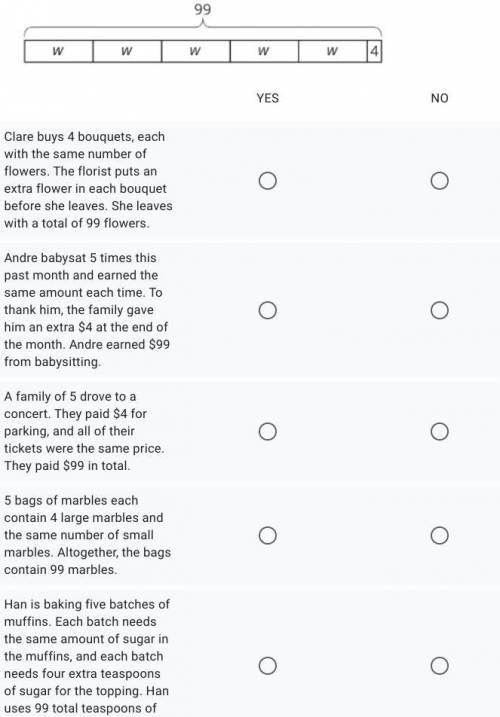 Please help me I am stuck Read each situation and determine whether or not the situation can be repr