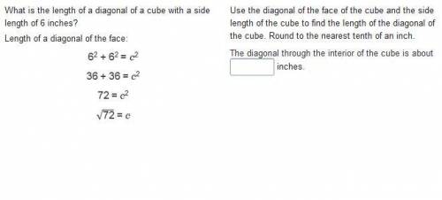 What is the length of a diagonal of a cube with a side length of 6 inches?
