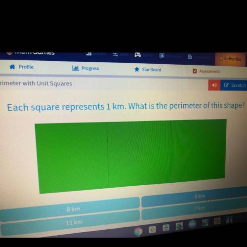 Each square represents 1km. what is the perimeter of this shape?