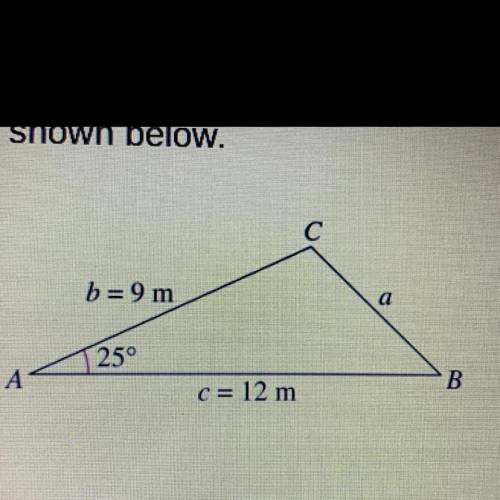 Find the remaining angles and sides for the triangle shown below. HELPP