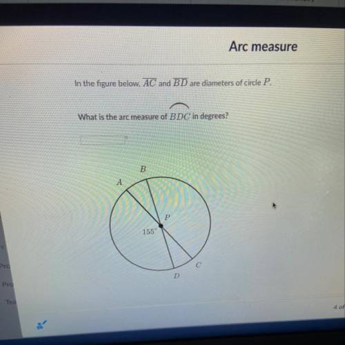 What is the arc measure of BDC in degrees