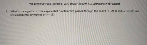 What is the equation of the exponential function that passes through the points (2,264) and (6,4044)