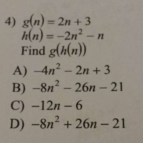 How do you find g(h(n))