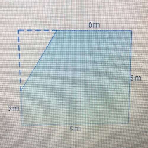 A right triangle is removed from a rectangle to create the shaded region shown below. Find the area