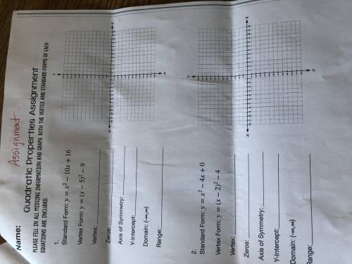 Can someone answer these and possibly explain them? Quadratic properties.