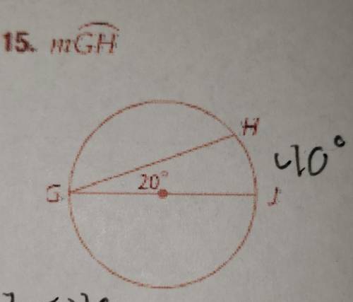 Find the measure of arc GH. (inscribed angles, intercepted arcs)