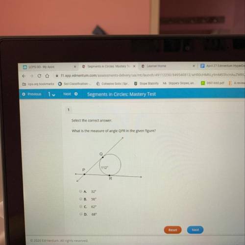 What is the measure of angle QRP in the given figure