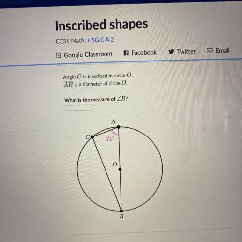 Angle C is inscribed in circle O. AB is a diameter of circle O. What is the measure of ZB?