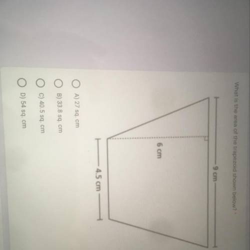 What is the area of the trapezoid shown below?