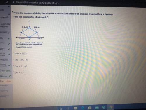 Prove the segments joining the midpoint of consecutive sides of an isosceles trapezoid form a rhombu