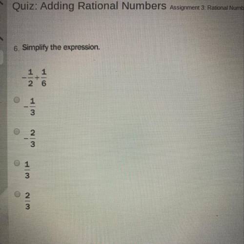 Simplify the expression -1/2+1/6