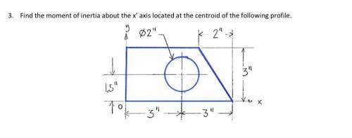 Find the moment of inertia about the x' axis located at the centroid of the following profile:
