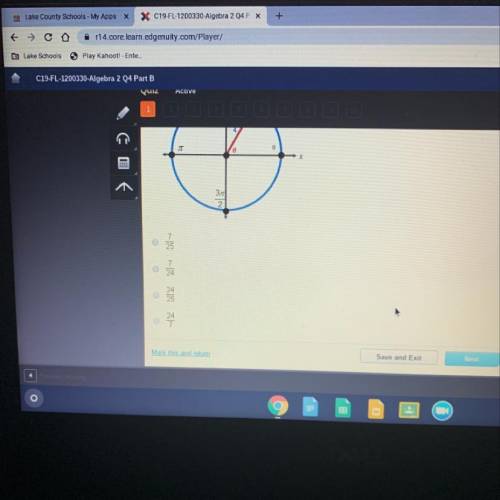 What is the value of sine in the diagram below? 7/25 24/25