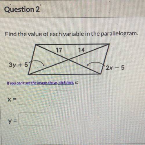 FIND THE VALUNE OF EACH VARIABLE IN THE PARALLELOGRAM!!