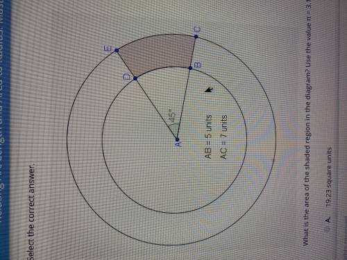 What is the area of the shaded region of the diagram use a value pi= 3.14 and round your answer to t