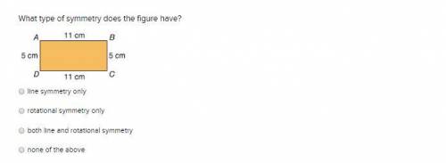 What type of symmetry does the figure have? line symmetry only rotational symmetry only both line an