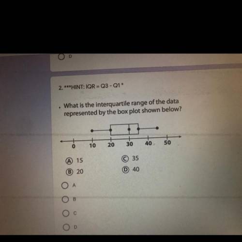 2. ***HINT: IQR = Q3 - Q1* . What is the interquartile range of the data represented by the box plot