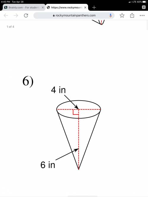 HELP HELP HELP HELP HELP HELP HELP HELP Plz help it’s finding the volume of a cone