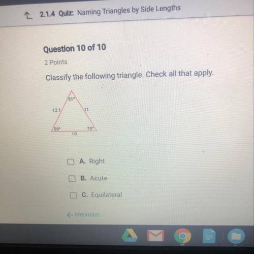 Classify the following triangle. Check all that apply.