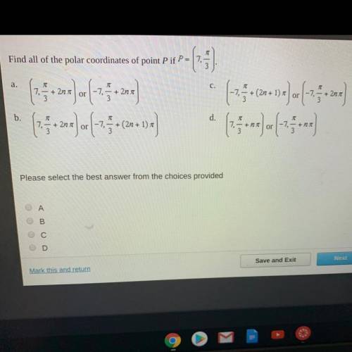 Find all of the polar coordinates of point P if P =