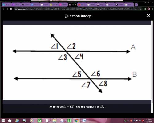 PLEASEE HELPP MEEE I NEED HELPPPP FASTTT!! QUESTION : if the m<5= 63 degrees, find the measure of