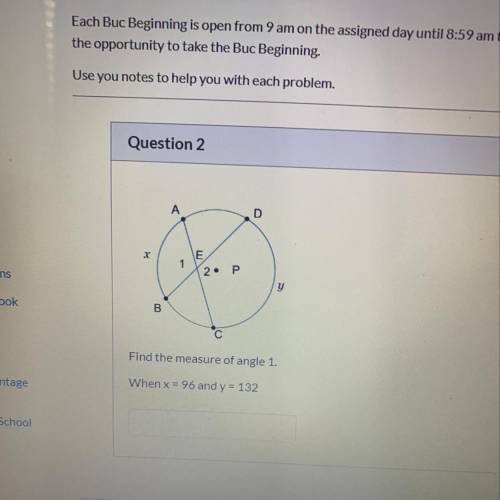 Find the measure of angle 1 when X= 96 and y=132 Help!?