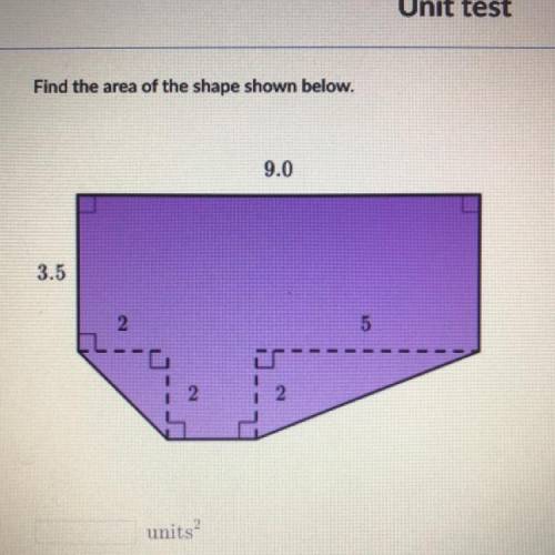 Find the area of the shape shown below.