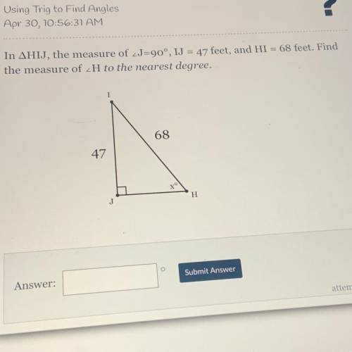 Help please !! using trig to find angles
