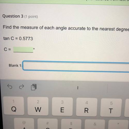 What’s the measure of angle C if tan C = 0.5773
