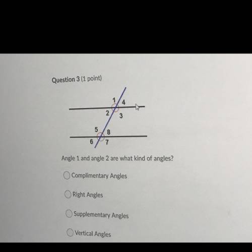 Angle 1 and angle 2 are what kind of angles?