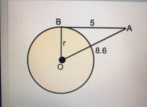 Find the length of radius r. 9.9 13 7