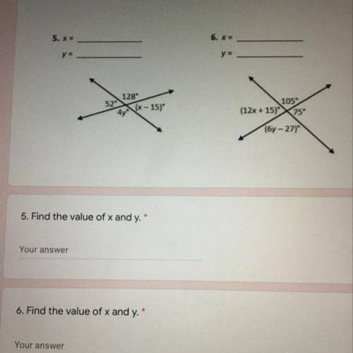 (Please help fast) what is the value x and y?