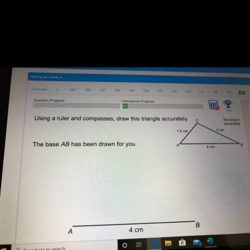 Using a ruler and compass, draw the triangle accurately.