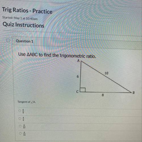 Use ABC to find the trigonometric ratio