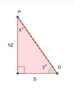 Use the image below to answer the following question. Find the value of sin x° and cos y°. What rela