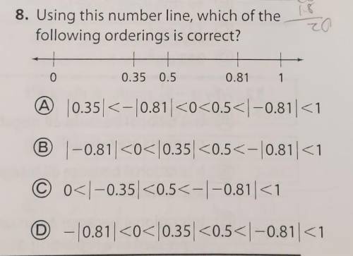Using this number line, which of thefollowing orderings is correct?